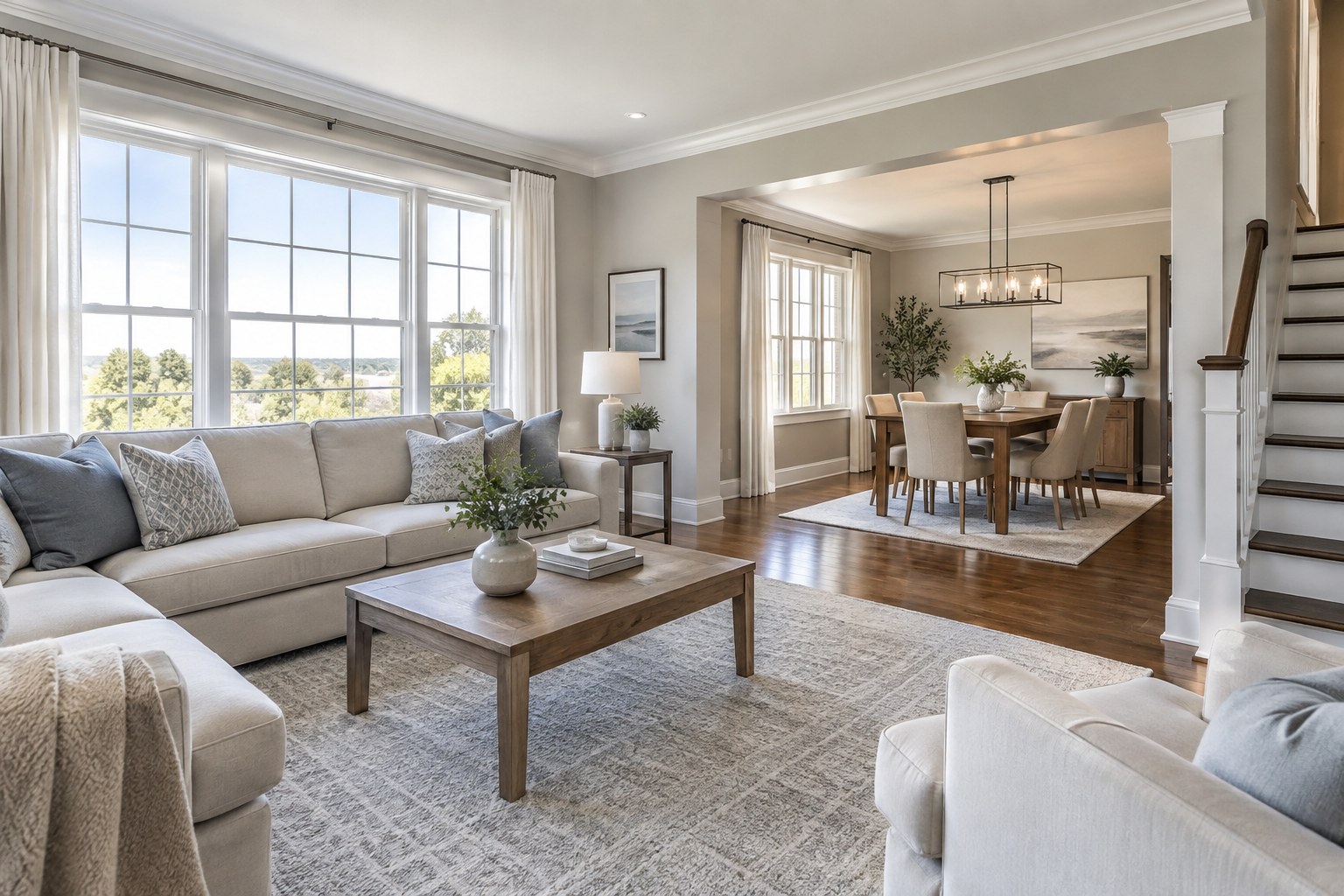 A bright New Jersey home interior, illustrative